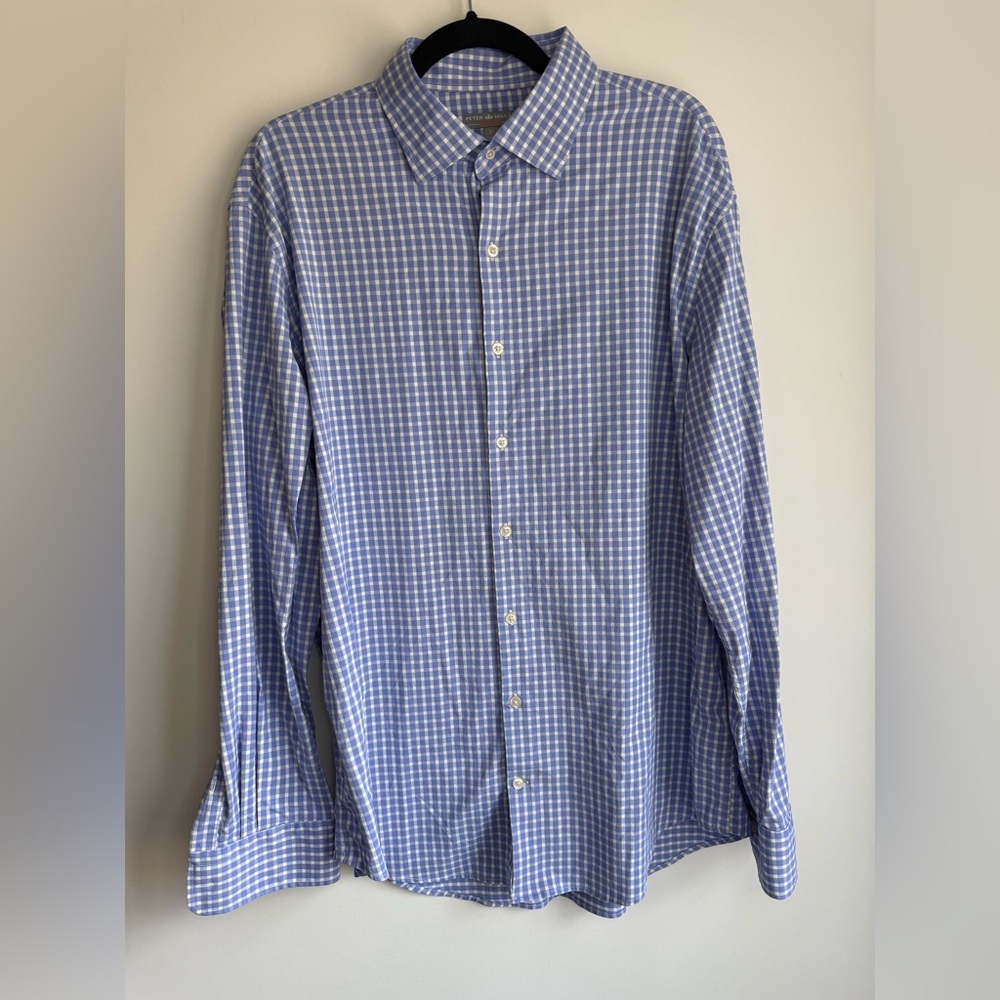 Peter Millar Blue Checkered Men's Shirt